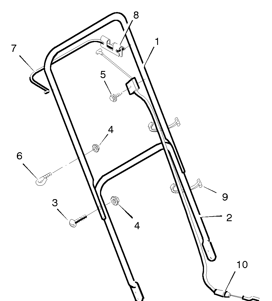 Handle Assembly Diagram and Parts List for 20221AX92B 1996 Briggs and Stratton Lawn Mower